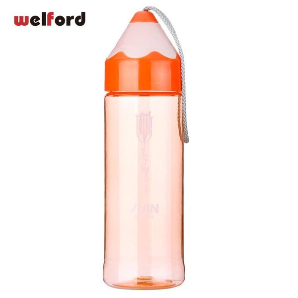 

water bottles 520ml pencil bottle with straw sports eco-friendly rope hiking camping plastic bpa for student