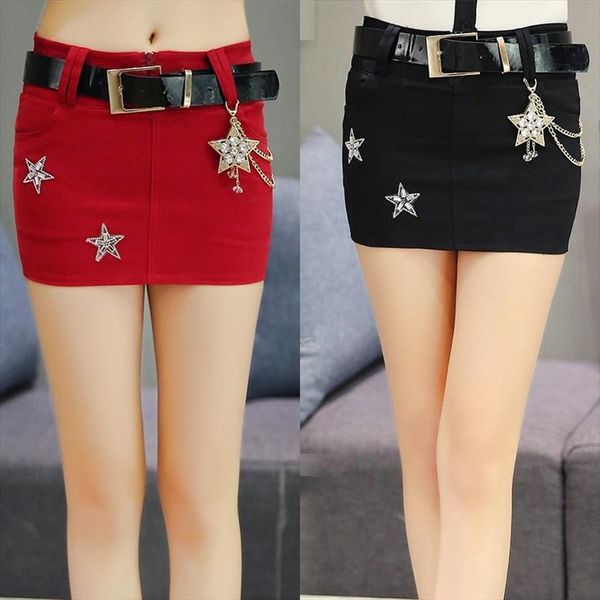 

spring and summer the korean wild womens skirts short package hip cowboy step miniskirt dq140, Black