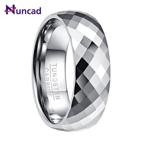 

wedding rings sell men's 8mm tungsten carbide ring band multi-faceted high polished domed comfort fit size 7-12, Slivery;golden