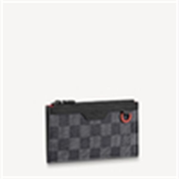 

n60354 utility coin holder real leather long wallets chain wallet pouches key card holders cases purse clutches evening, Red;black