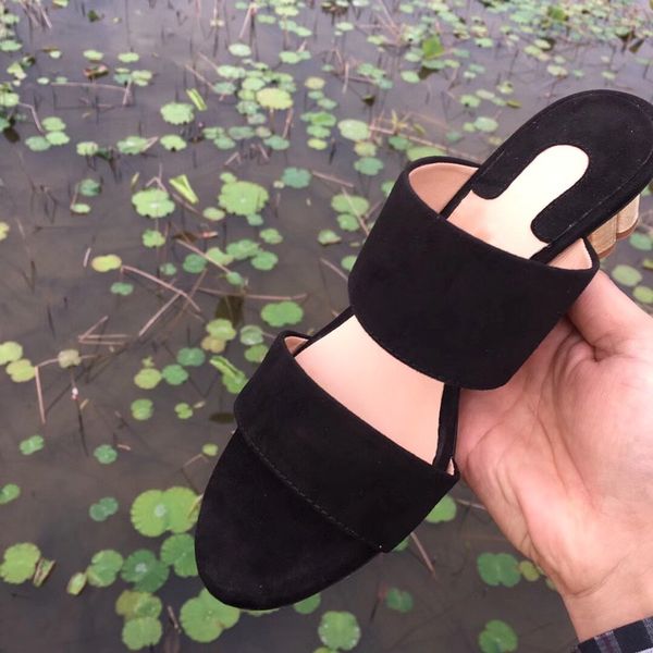 

summer new style european sandals and american foreign trade net red large size word with thick heel big buckle high-heeled sandals 01, Black