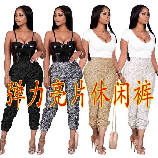 

cm8002020 autumn and winter sequin women's casual bottomed leggings, Black
