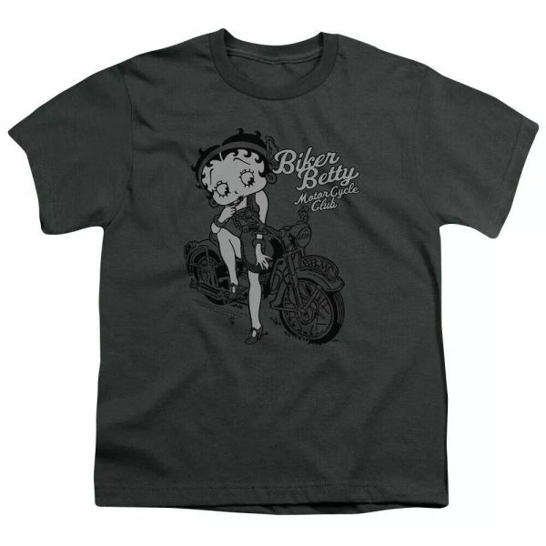 

betty boop bbmc kids youth t shirt licensed cartoon tee charcoal, White;black