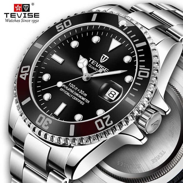 Männer Uhren Top Brand Luxus Tevise Klassische Quarzuhr Mann Wasserdichte Edelstahl Armbanduhren Mens Relogio Masculino 210527