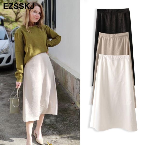 

casual a-line long sweater skirt female autumn winter 2021 mid-length women skirts, Black