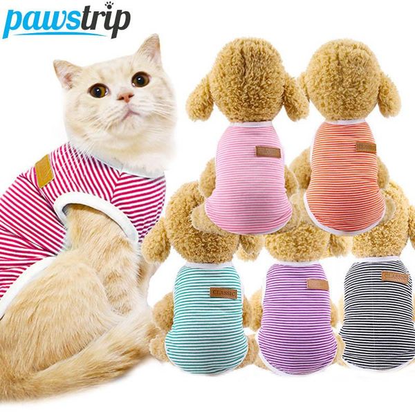

cat costumes cute dog clothes summer vest striped clothing for dogs cats shirt t-shirt small puppy