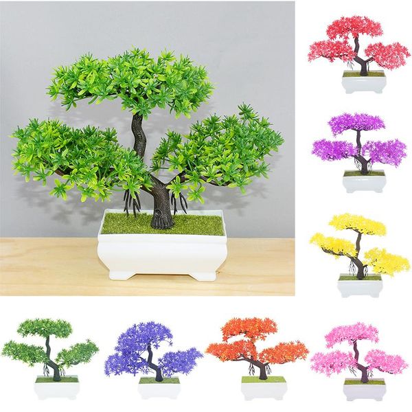 

decorative flowers & wreaths pine tree artificial plants bonsai fake potted ornaments for home garden decoration office deskdecor craft