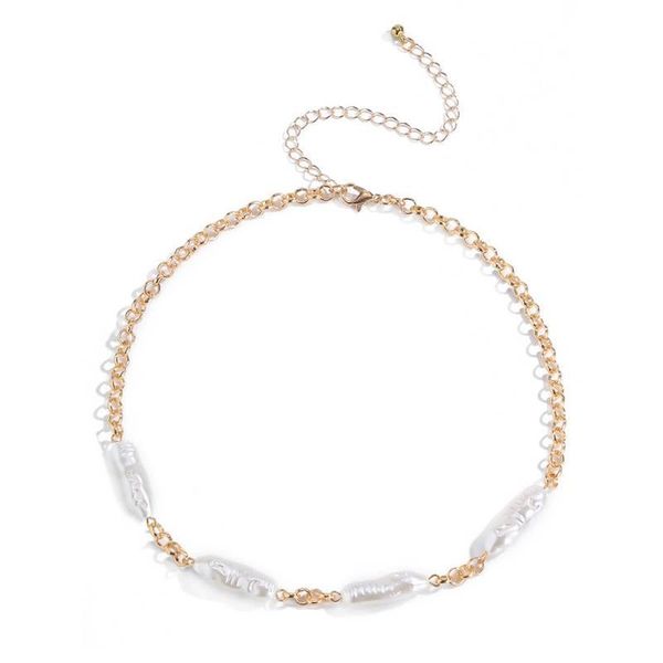 

chokers 2021 trendy irregular pearl necklace alloy choker for women accessories fashion jewellery, Golden;silver
