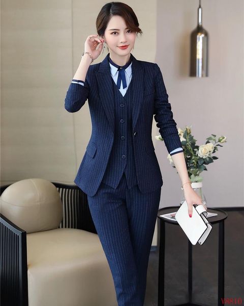 

women's suits & blazers formal 3 piece women business vest, pant and jacket sets ladies blazer work wear office uniform style ol, White;black