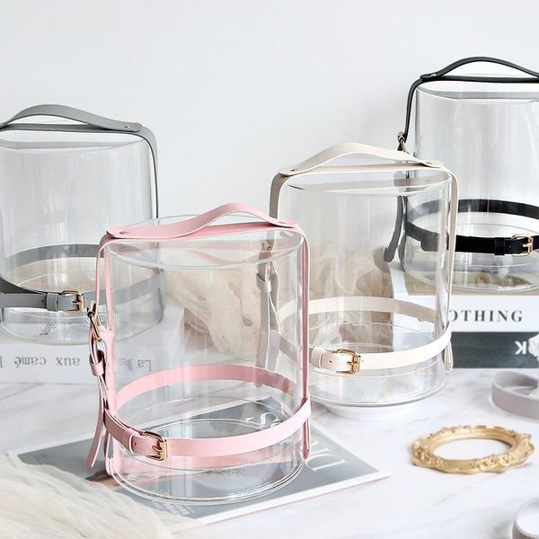 

vases empty acrylic gift box with belt rose flowers packing hand bag christmas valentine's day birthday flower shop accessories