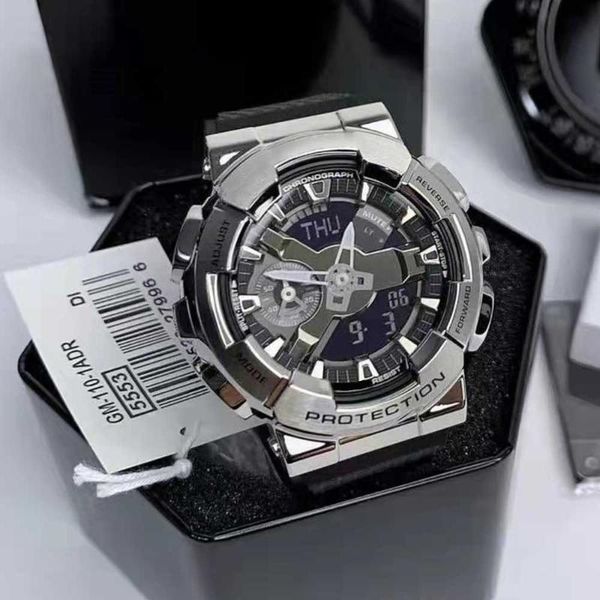 

wristwatches full function gm-110 led dual display men's steel watch electronic digital women's silicone strap fashion casual, Slivery;brown