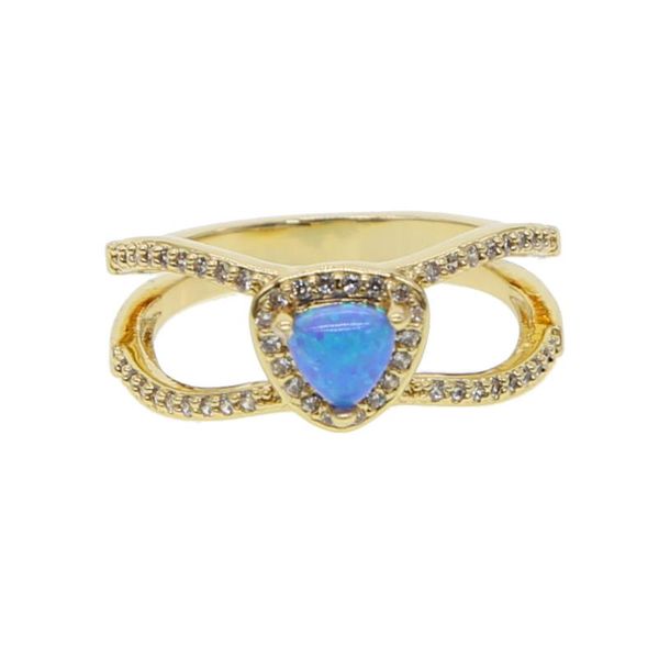 

wedding rings fashion nice jewelry blue opal finger ring pave white cz wide band stunning charming women lady valentine gift, Slivery;golden