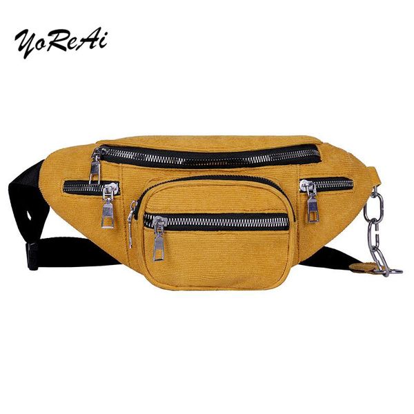 

fashionable women corduroy chest bag ladies designer zipper shoulder pack travel money sling banana female hobos bags packs waist