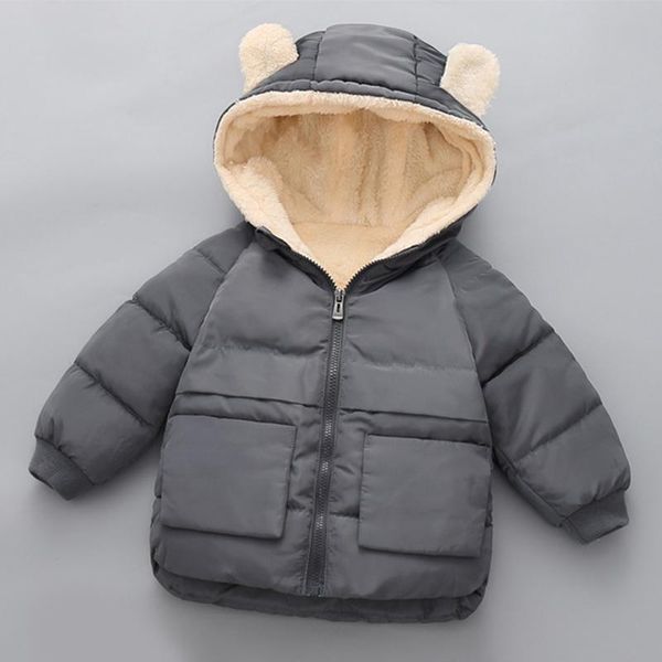 

down coat children's jacket plus velvet padded boy girl clothes outerwear winter cute warm baby kids, Blue;gray