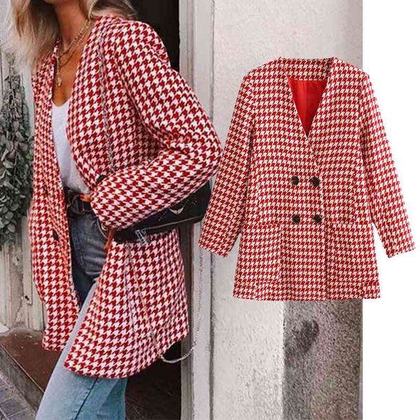 

jacket female autumn mode chess jackets work lady the fine office double suit, Black;brown