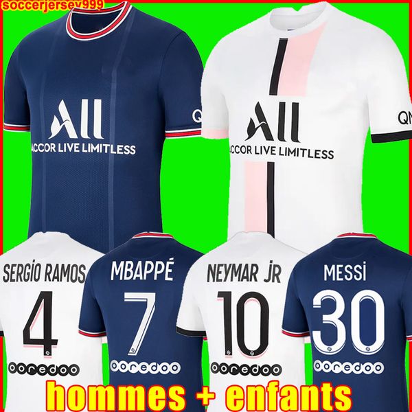 

messi mbappe jerseys hakimi sergio ramos 21 22 psgmaillots de soccer football shirt 2021 2022 marquinhos verratti men kids kit uniform, Black;yellow
