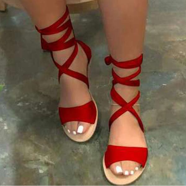 

2021 women summer sandals cross tied female rome gladiator womens open toed shoes ladies fashion footwear plus size, Black