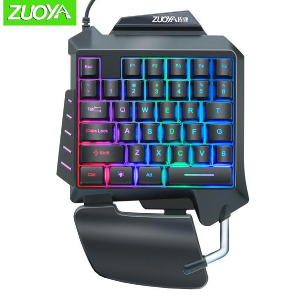 

keyboards gaming keyboard 35 keys with led backlight usb wired one-handed membrane for computer lapgame