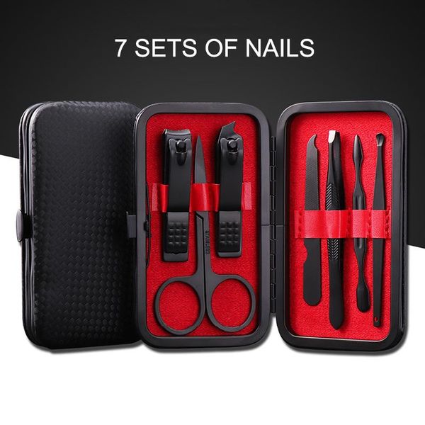 

nail art kits 7 pcs/set stainless steel clipper manicure pedicure tools set with case