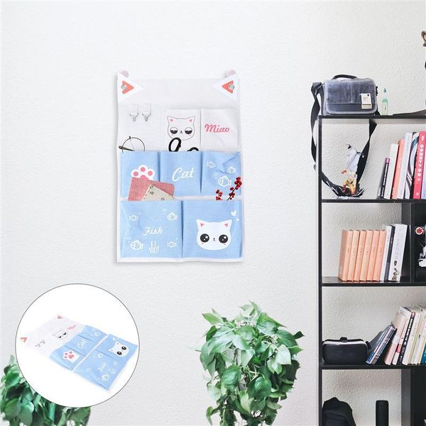 

storage bags cartoon wallside bag cotton linen hanging sundry home rear organizer