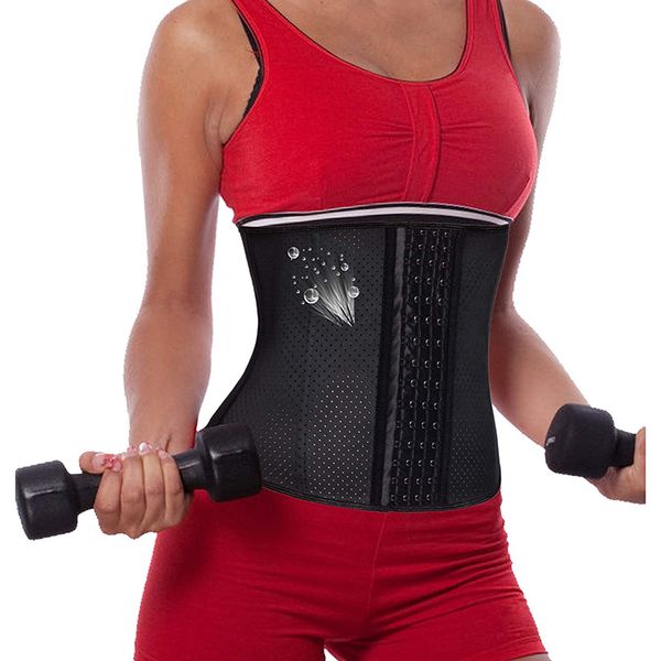 

womens 9 steel boned latex mesh waist trainer hourglass body shaper slimming belt breathable shapewear waist cincher