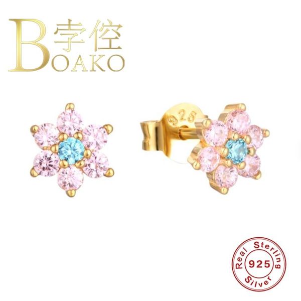 

flowers gold earring for women 925 silver earrings 2021 fashionable stud jewelry zircon pendientes brincos aretes, Golden;silver