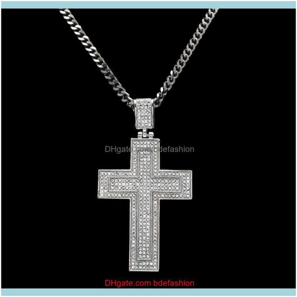 

necklaces & pendants jewelrymen catholic sier gold plated cross pendant necklace fashion rock style double crucifix clear stone christian je, Silver