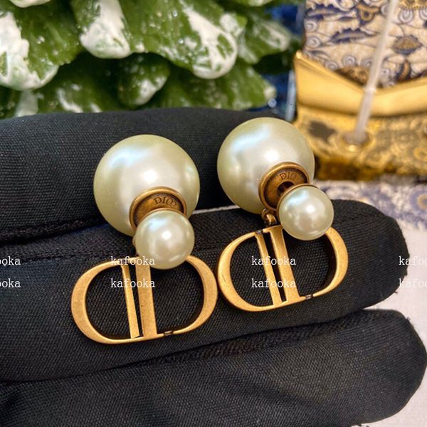 

two pearl cd letter earrings baby same d dijia brass used small incense, Golden