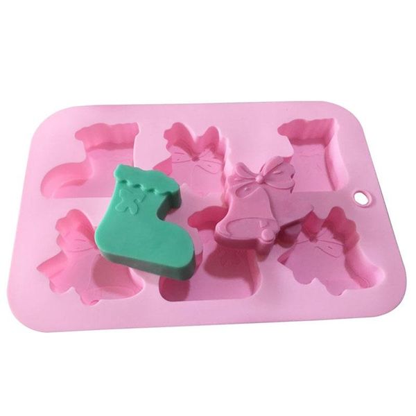 

craft tools 2/6holes silicone soap mold series christmas stocking bells cake mould molds for handmade making