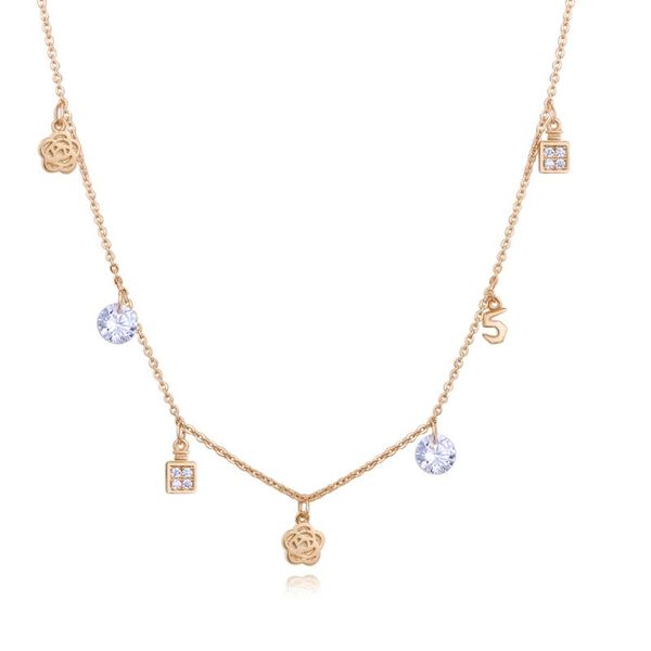 

pendant necklaces zircon necklace rose lover link chain statement collier femme, Silver