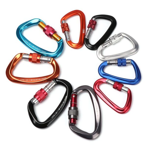 

cords, slings and webbing 12/25kn professional carabiner climbing key hooks d shape aluminum security master lock outdoor ascen