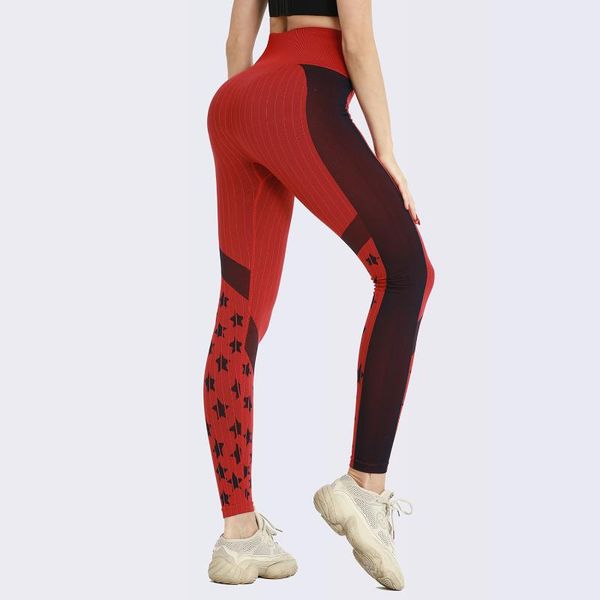 

yoga outfit five-pointed star print sports legging women high waist seamless pants gym strength running fitness bulifting leggings