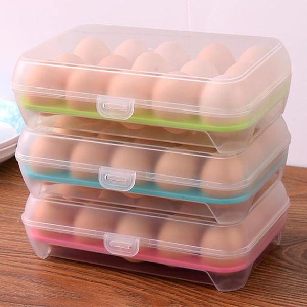 

storage bottles & jars 15 eggs box home container portable plastic holder refrigerator food organizer case kitchen gadgets