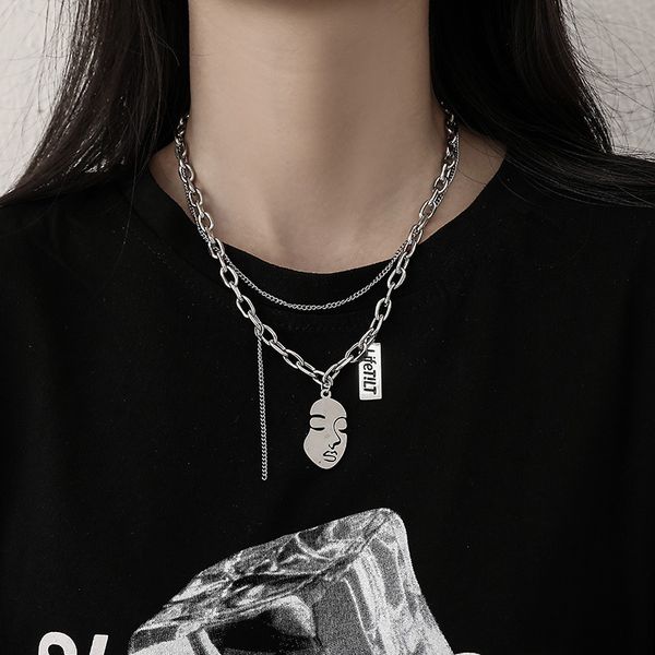 

us dual-chains titanium steel necklace hiphop men women pendnants necklaces no faded, Silver
