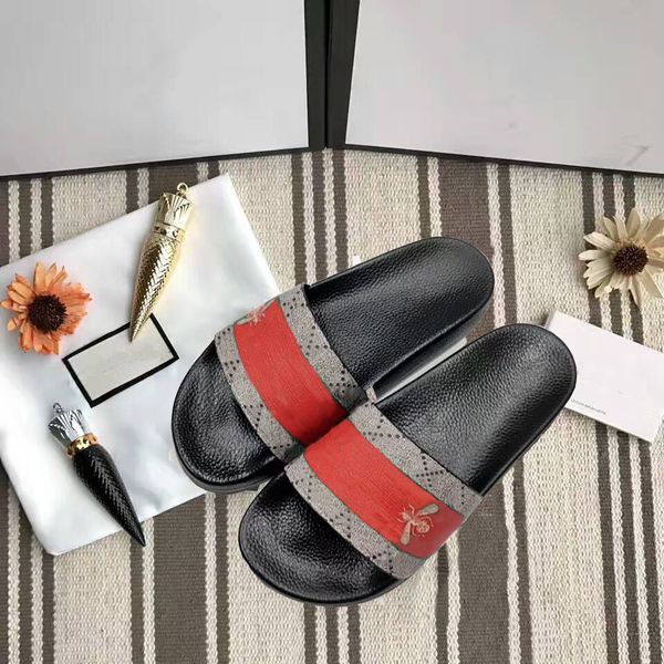 

fashion mens designer slippers women slides sandals men luxury summer beach slide flat flower animals girls rubber shoes, Black