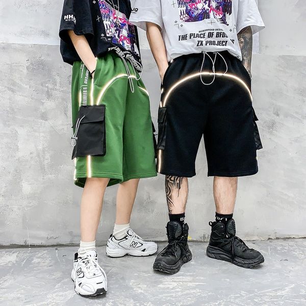 

shorts 2021 spring summer brand simple reflective cord men's casual pants, White;black