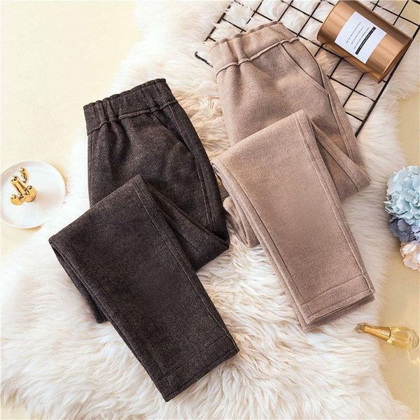 

Women's Pants & Capris Autumn Winter Woolen Harem Women Thickened Warm Comfortable Trousers Vintage Casual Elastic High Waist Y131 1Y9J, Black;white