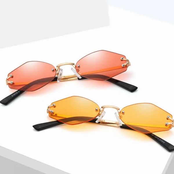 

womens universal uv resistence hexagon frameless sunglasses, Black