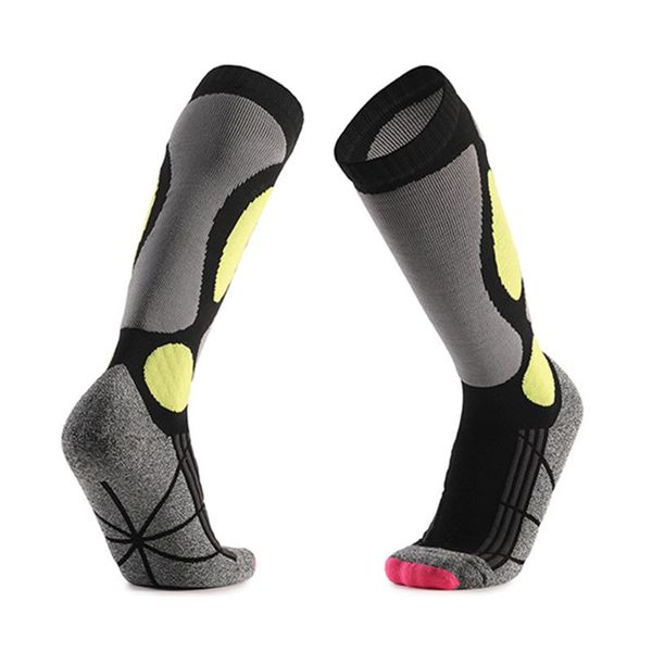

sports socks 1pair autumn winter absorb sweat camping thickened portable keep warm anti slip travel long tube cotton blend ski, Black