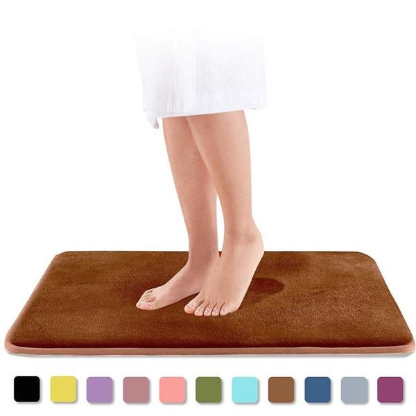 

bath mats home mat non-slip bathroom carpet soft coral fleece memory foam rug kitchen toilet floor decor washable 8 colors