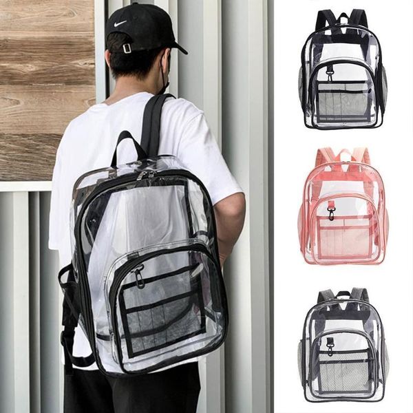 

backpack transparent waterproof school bag fashion student large capacity travel pvc simple