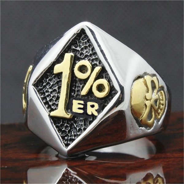 

lian sheng fashion 1% skull men's punk ring, Golden;silver