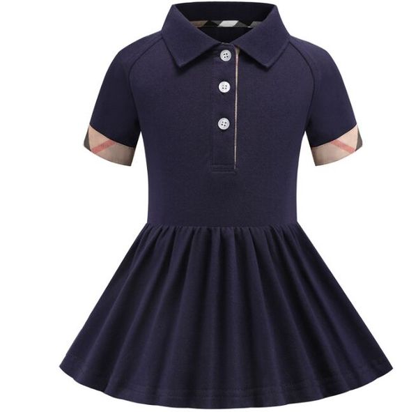 Sommer Mädchen Poloshirt Kurzarm Kleid Süßes Mädchen Prinzessin Kleider Kinder Baumwollkleidung 90-130cm