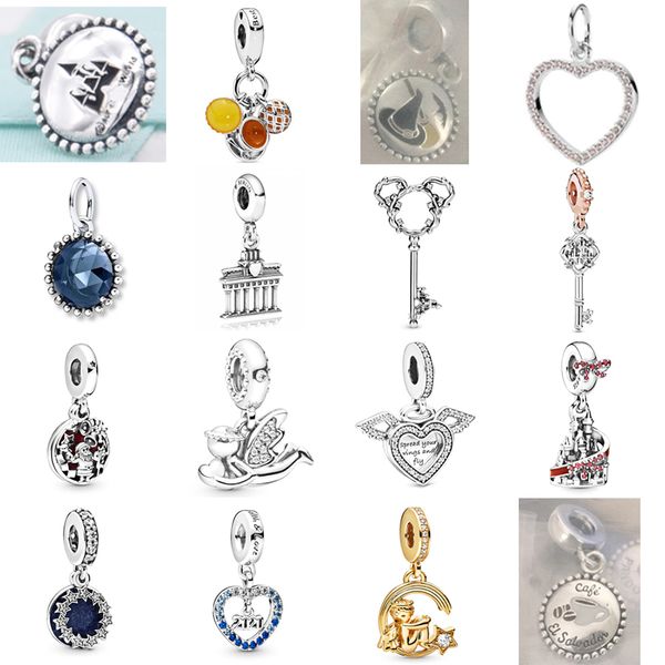 

new 2021 100% 925 sterling silver angel gem pendant fit diy original bracelet fshion jewelry gift, Black