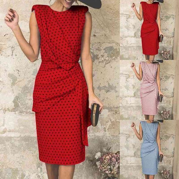 

sales party elegant summer women dress polka dot pleated sleeveless bodycon midi wholesale dropshipping arrival, Black;gray