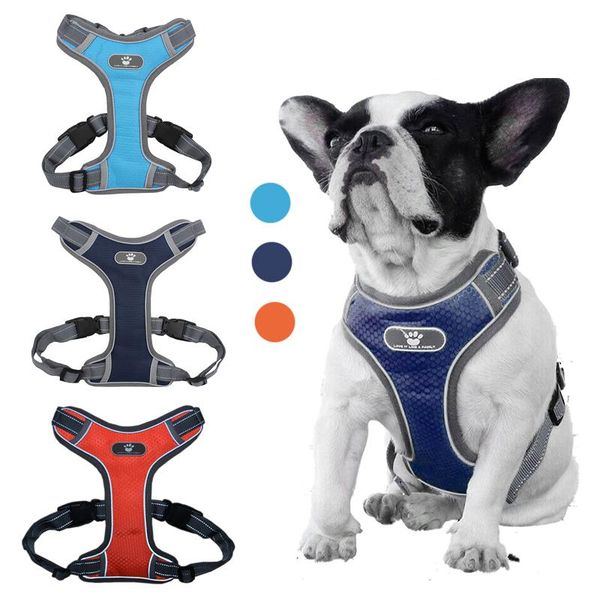 

dog harness vest reflective adjustable puppy harnesses soft mesh breast-band for small medium large dogs pet accessories collars & leashes