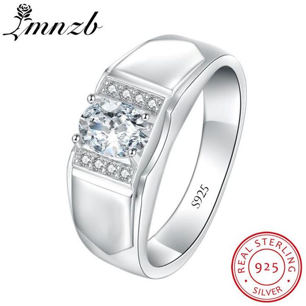 

cluster rings lmnzb original 925 solid silver for man engagement wedding jewelry 7mm cz zirconia bague bijouterie lm048, Golden;silver