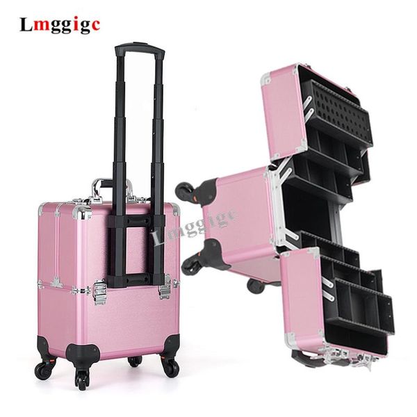 

rolling cosmetic case,makeup bag with wheels, make-up artist luggage box,beautician toolbox ,stylist suitcase bags & cases
