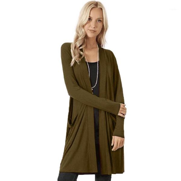 

women's trench coats 2021simple and stylish solid cardigan female middle length women autumn long sleeved thin loose pocket outwear, Tan;black