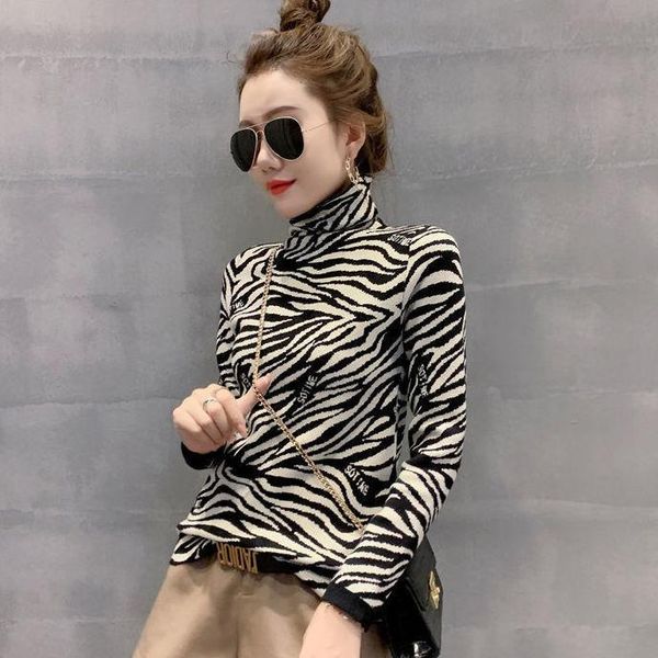 

women's t-shirt korean style 2021 spring and autumn long sleeve inside bottoming shirt high collar foreign jacket, White